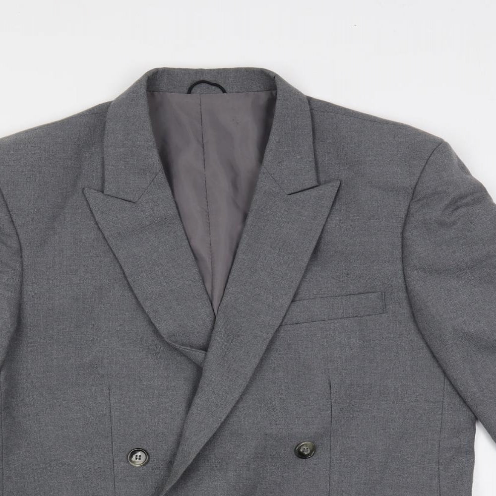 Upper Deck Mens Grey Wool Jacket Blazer Size 40 Regular