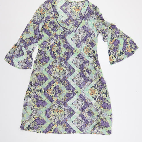 Indigo Womens Multicoloured Floral Modal A-Line Size 8 V-Neck Pullover