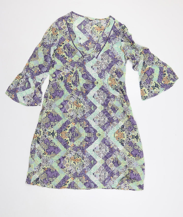 Indigo Womens Multicoloured Floral Modal A-Line Size 8 V-Neck Pullover