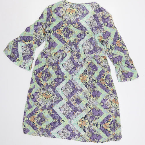 Indigo Womens Multicoloured Floral Modal A-Line Size 8 V-Neck Pullover