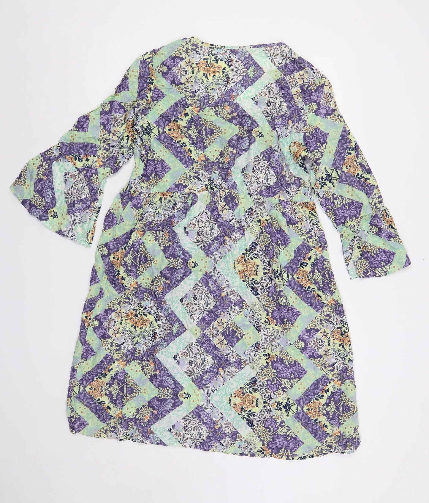 Indigo Womens Multicoloured Floral Modal A-Line Size 8 V-Neck Pullover