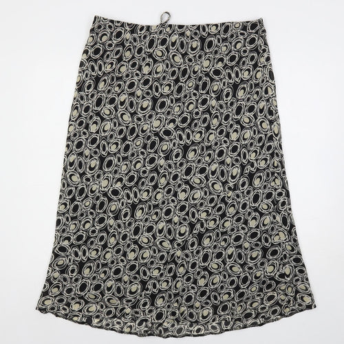 Bonmarché Womens Black Geometric Polyester A-Line Skirt Size 18 - Elastic Waist Lined