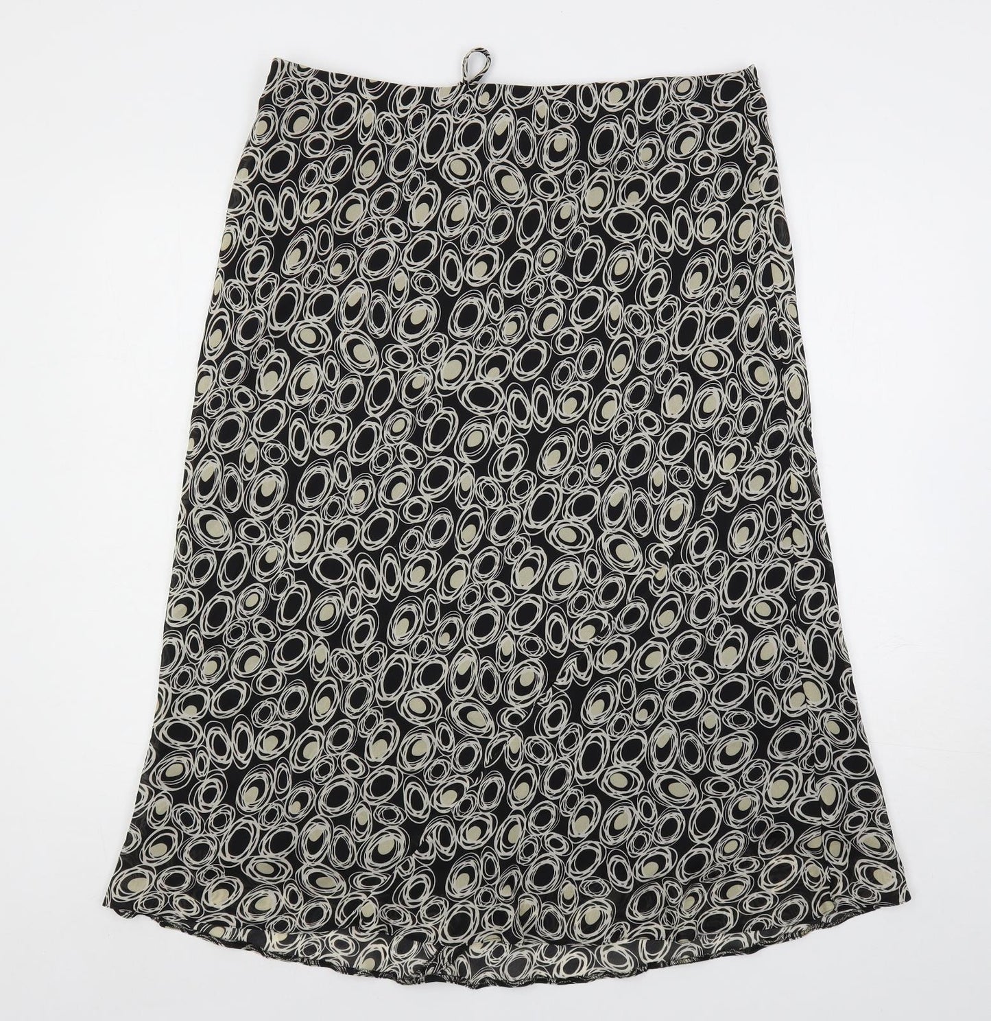 Bonmarché Womens Black Geometric Polyester A-Line Skirt Size 18 - Elastic Waist Lined