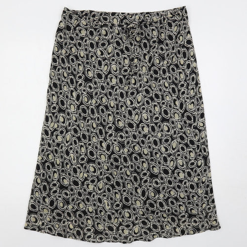 Bonmarché Womens Black Geometric Polyester A-Line Skirt Size 18 - Elastic Waist Lined