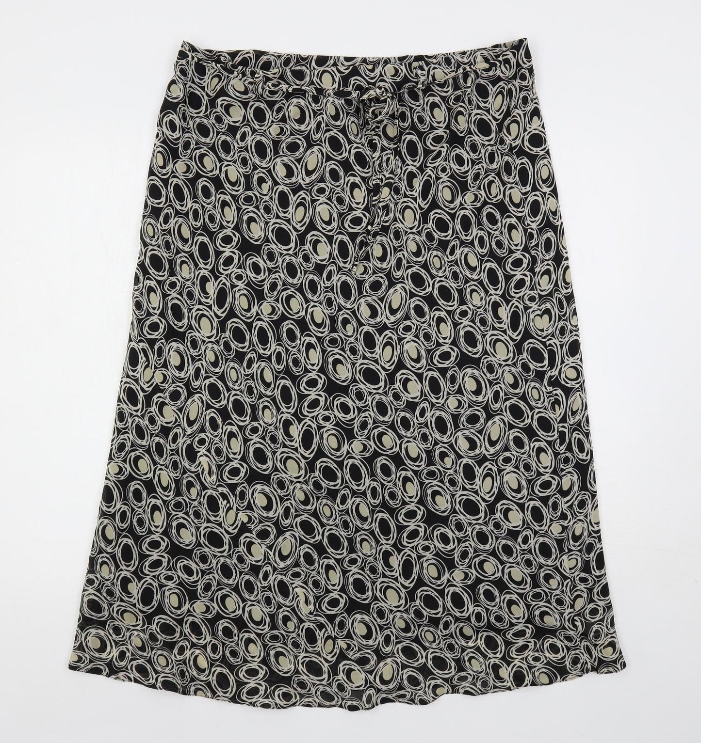 Bonmarché Womens Black Geometric Polyester A-Line Skirt Size 18 - Elastic Waist Lined