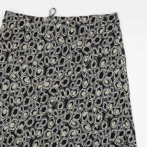 Bonmarché Womens Black Geometric Polyester A-Line Skirt Size 18 - Elastic Waist Lined