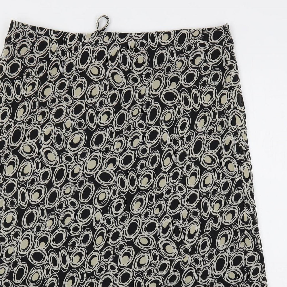 Bonmarché Womens Black Geometric Polyester A-Line Skirt Size 18 - Elastic Waist Lined