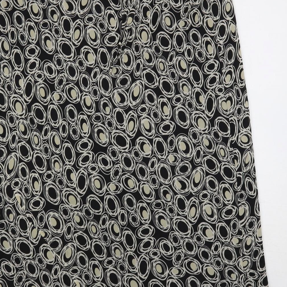 Bonmarché Womens Black Geometric Polyester A-Line Skirt Size 18 - Elastic Waist Lined