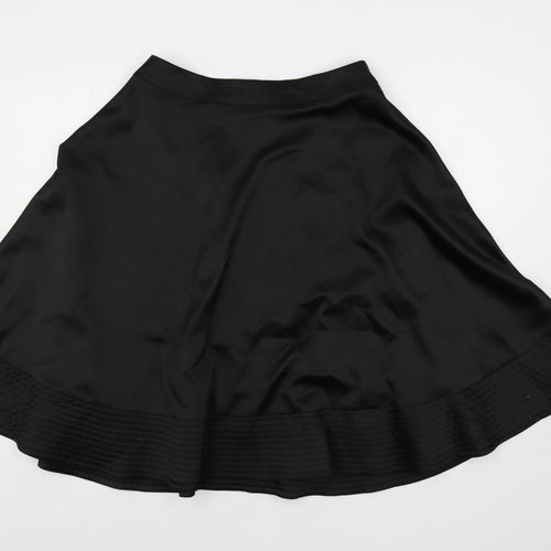 H7M Womens Black Polyester Flare Skirt Size 8 Button