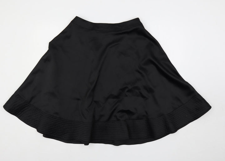 H7M Womens Black Polyester Flare Skirt Size 8 Button