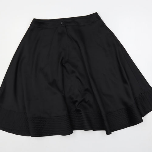 H7M Womens Black Polyester Flare Skirt Size 8 Button