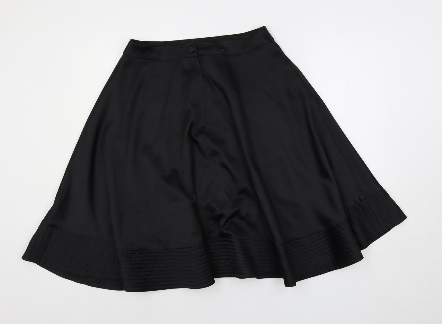 H7M Womens Black Polyester Flare Skirt Size 8 Button