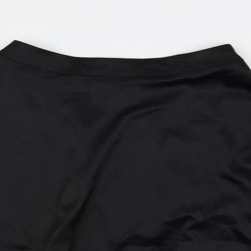 H7M Womens Black Polyester Flare Skirt Size 8 Button