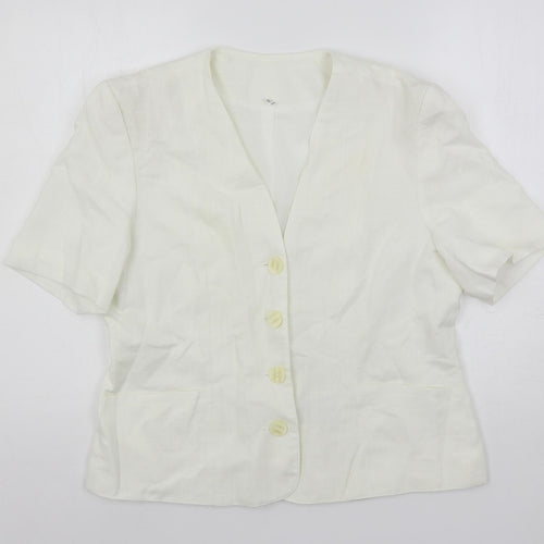 Gayle Glass Womens White Jacket Blazer Size 16 Button