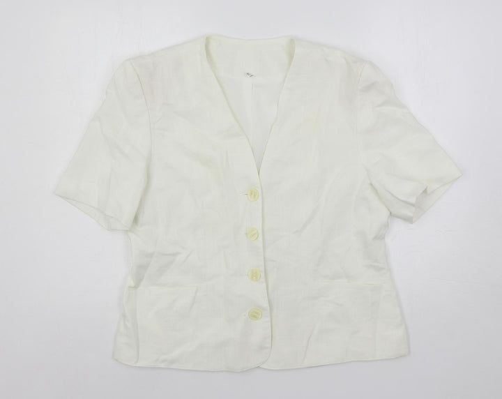 Gayle Glass Womens White Jacket Blazer Size 16 Button