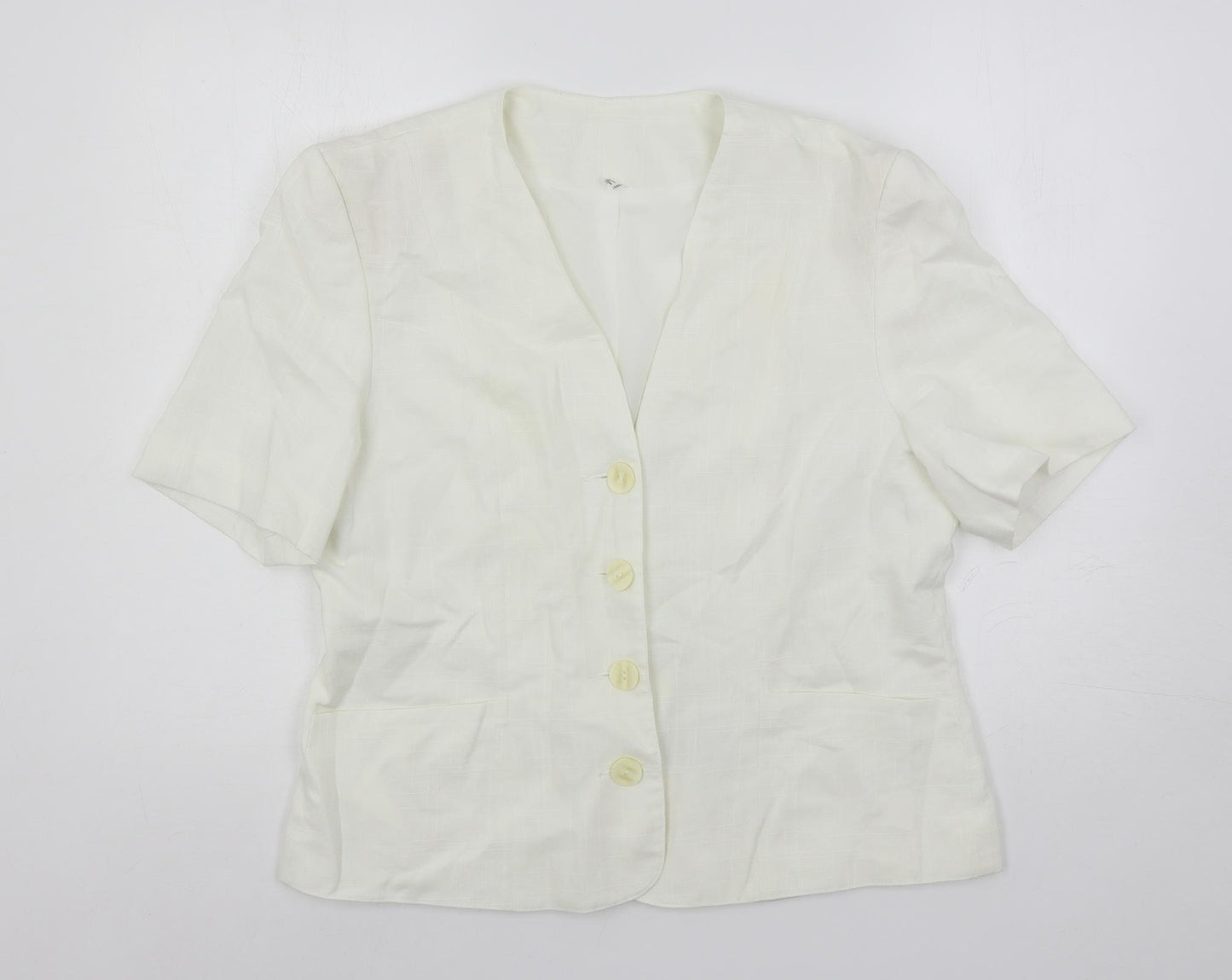 Gayle Glass Womens White Jacket Blazer Size 16 Button