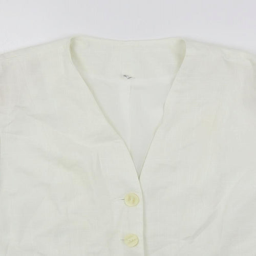 Gayle Glass Womens White Jacket Blazer Size 16 Button