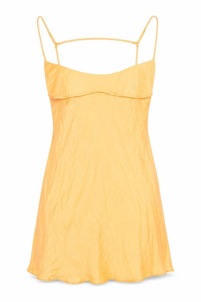 Front view of Zara women’s orange polyester fit & flare, size 2XL, square neck zip - cut out back