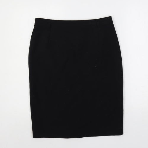 Marks and Spencer Womens Black Polyester Straight & Pencil Skirt Size 12 Zip