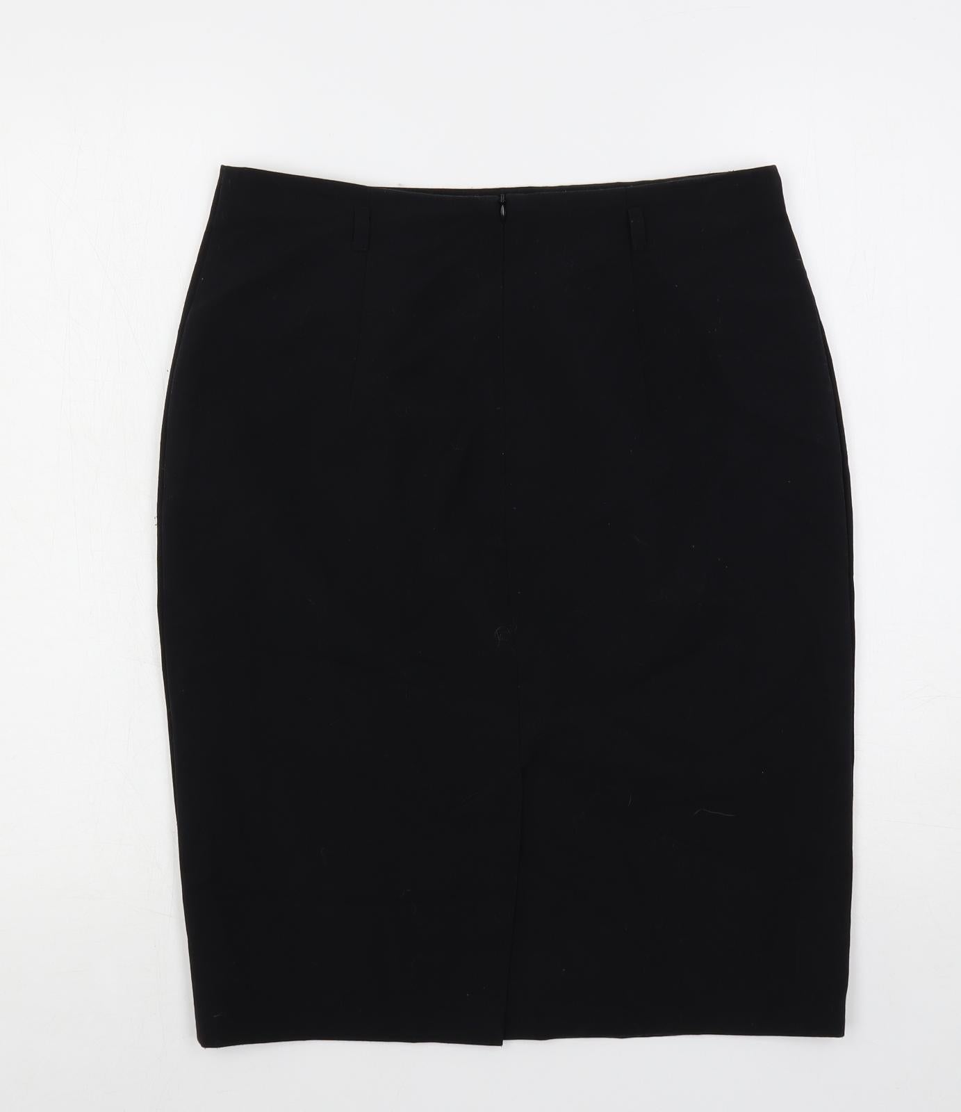 Marks and Spencer Womens Black Polyester Straight & Pencil Skirt Size 12 Zip