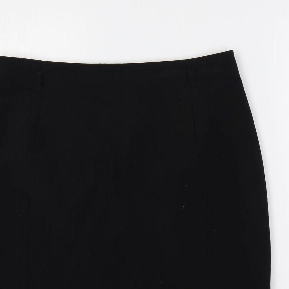 Marks and Spencer Womens Black Polyester Straight & Pencil Skirt Size 12 Zip
