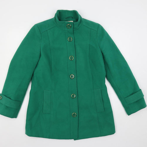 Classic Womens Green Pea Coat Coat Size 12 Button