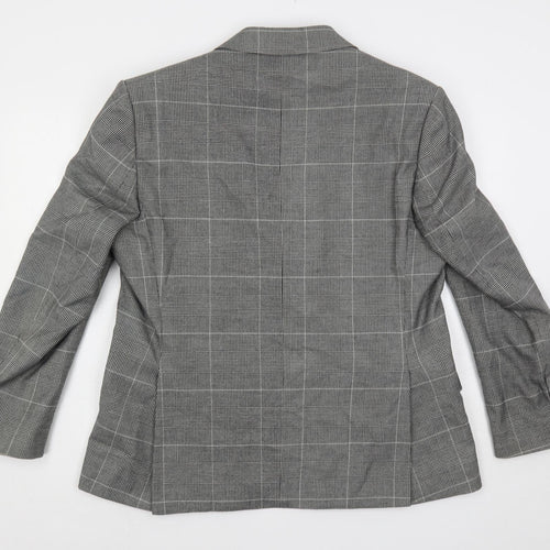 Moss 1851 Mens Grey Plaid Polyester Jacket Suit Jacket Size 44 Regular