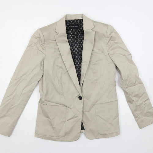 Mango Womens Beige Jacket Blazer Size 8 Button