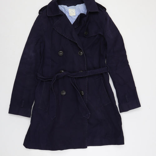 Gap Womens Blue Trench Coat Coat Size M Button