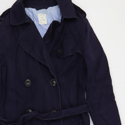 Gap Womens Blue Trench Coat Coat Size M Button