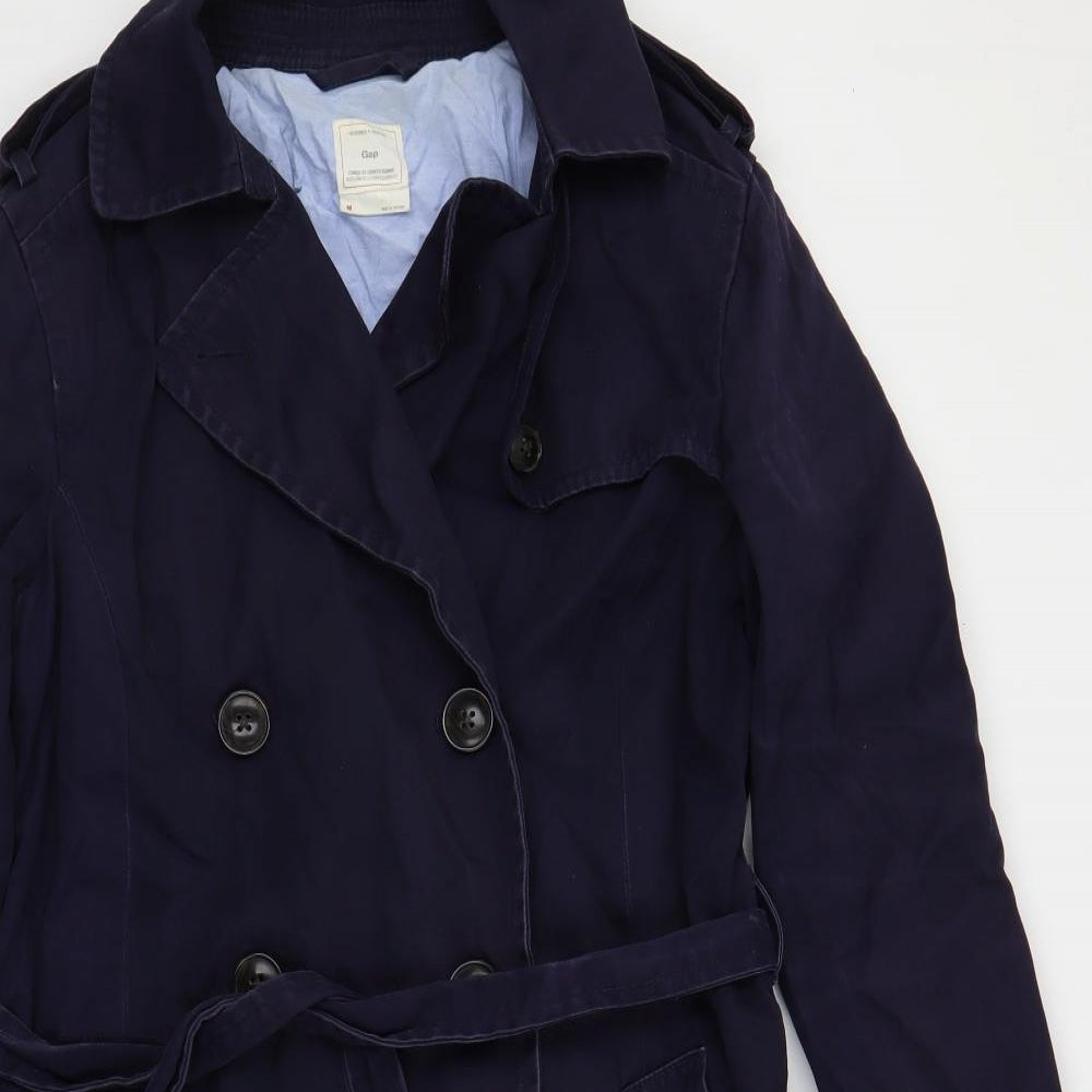 Gap Womens Blue Trench Coat Coat Size M Button