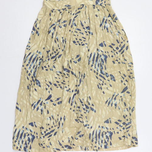 Melrose Womens Beige Geometric Viscose A-Line Skirt Size S Button