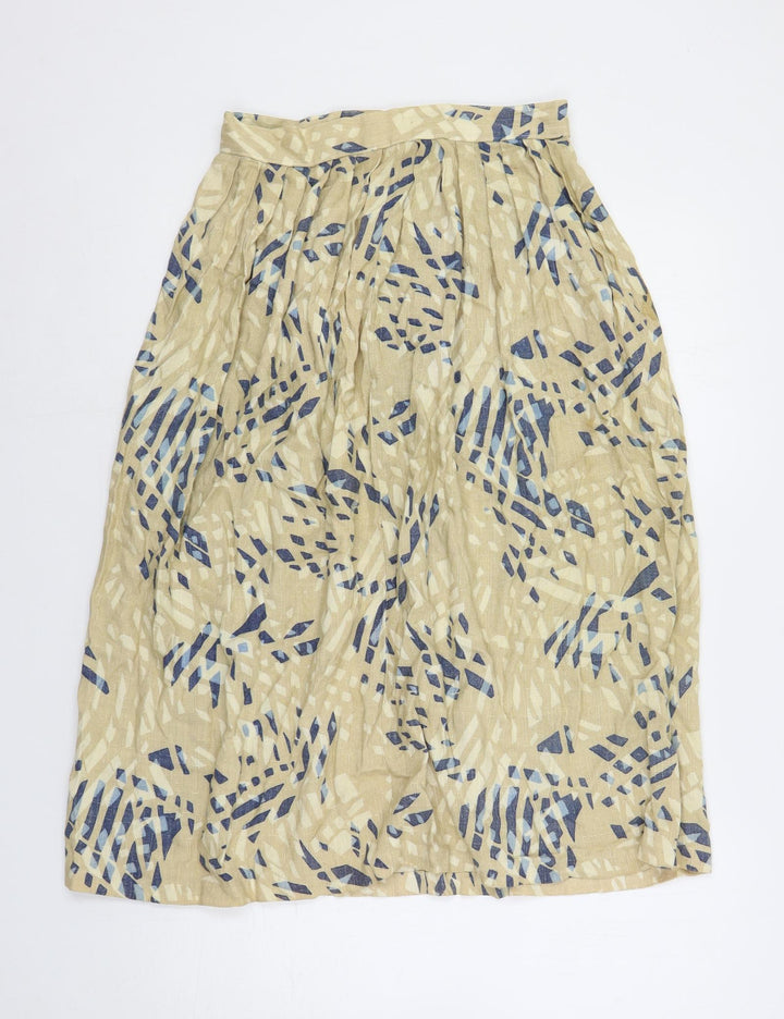 Melrose Womens Beige Geometric Viscose A-Line Skirt Size S Button