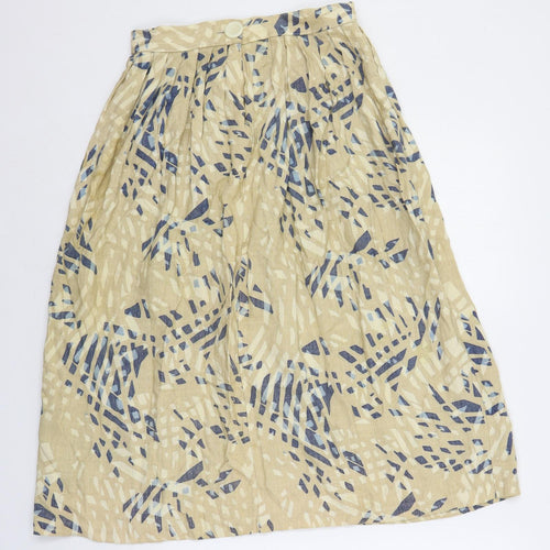 Melrose Womens Beige Geometric Viscose A-Line Skirt Size S Button