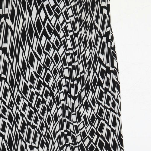 QED London Womens Black Geometric Polyester Maxi Size S V-Neck Pullover
