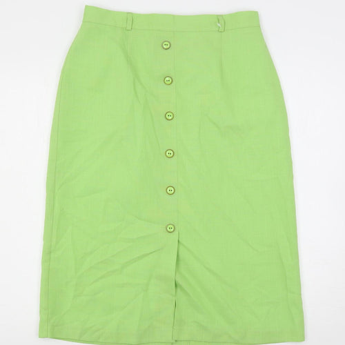C&A Womens Green Polyester A-Line Skirt Size 16 Buckle