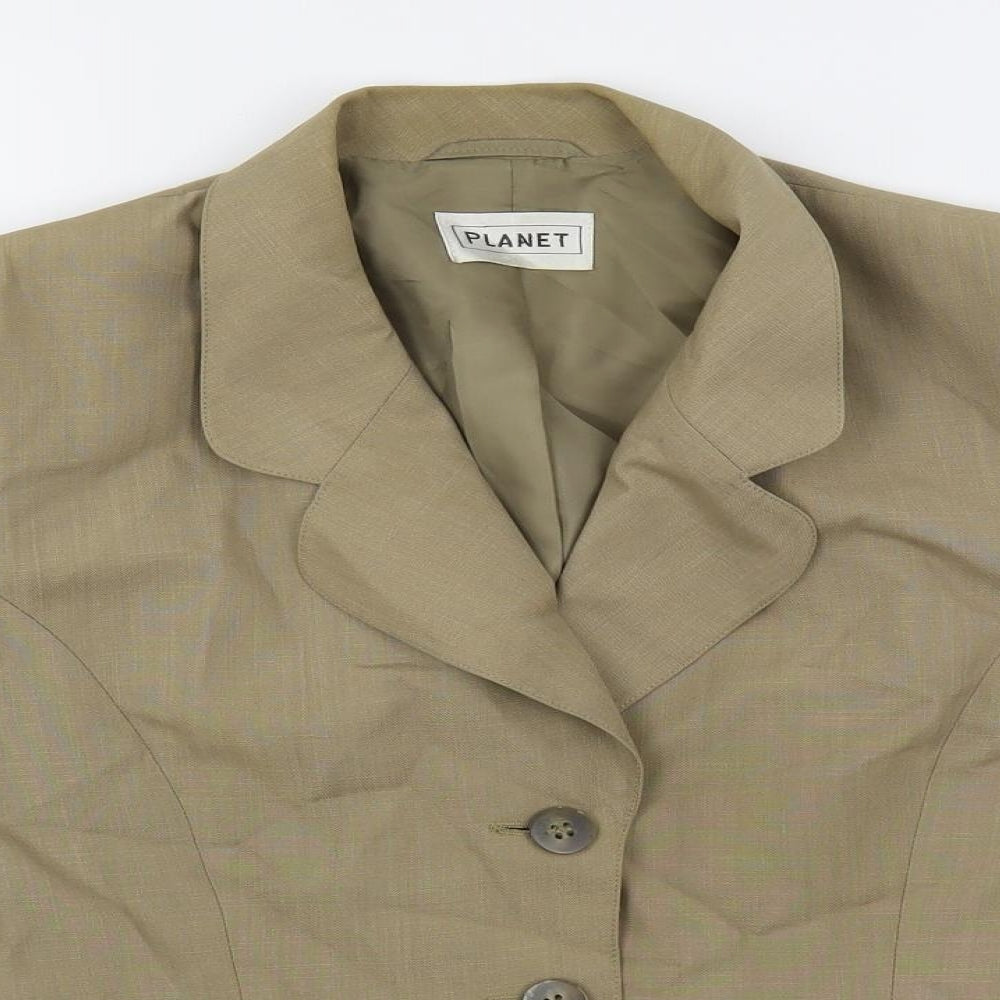 Planet Womens Beige Jacket Blazer Size 10 Button