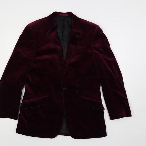 Brook Taverner Mens Red Polyester Jacket Blazer Size 38 Regular