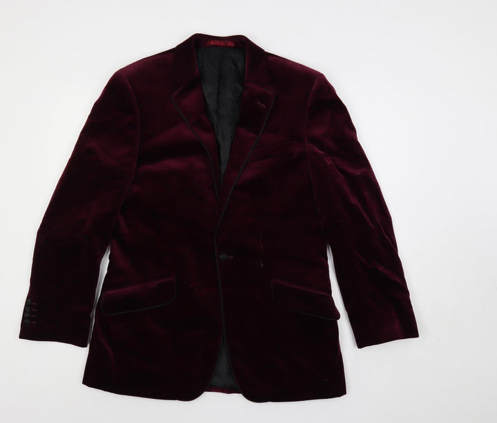 Brook Taverner Mens Red Polyester Jacket Blazer Size 38 Regular