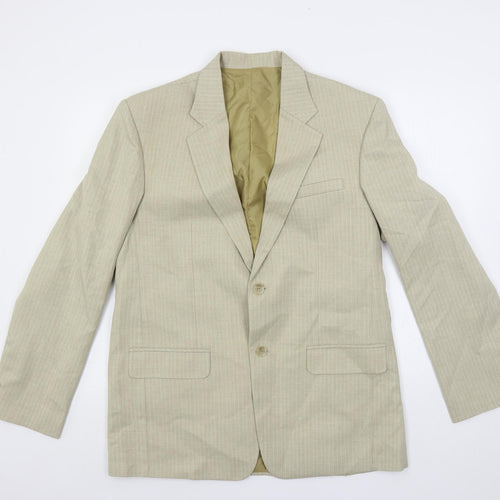 Gio gio Mens Beige Striped Polyester Jacket Suit Jacket Size 40 Regular