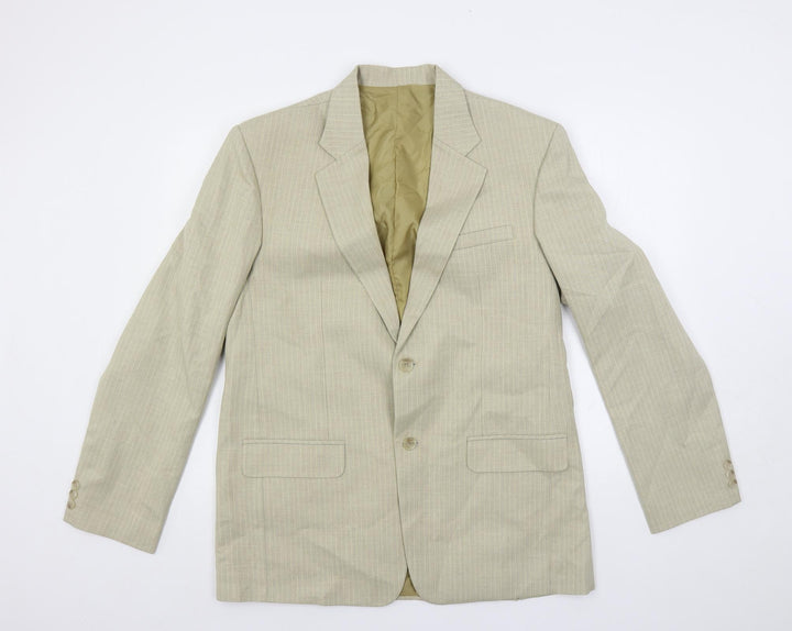 Gio gio Mens Beige Striped Polyester Jacket Suit Jacket Size 40 Regular