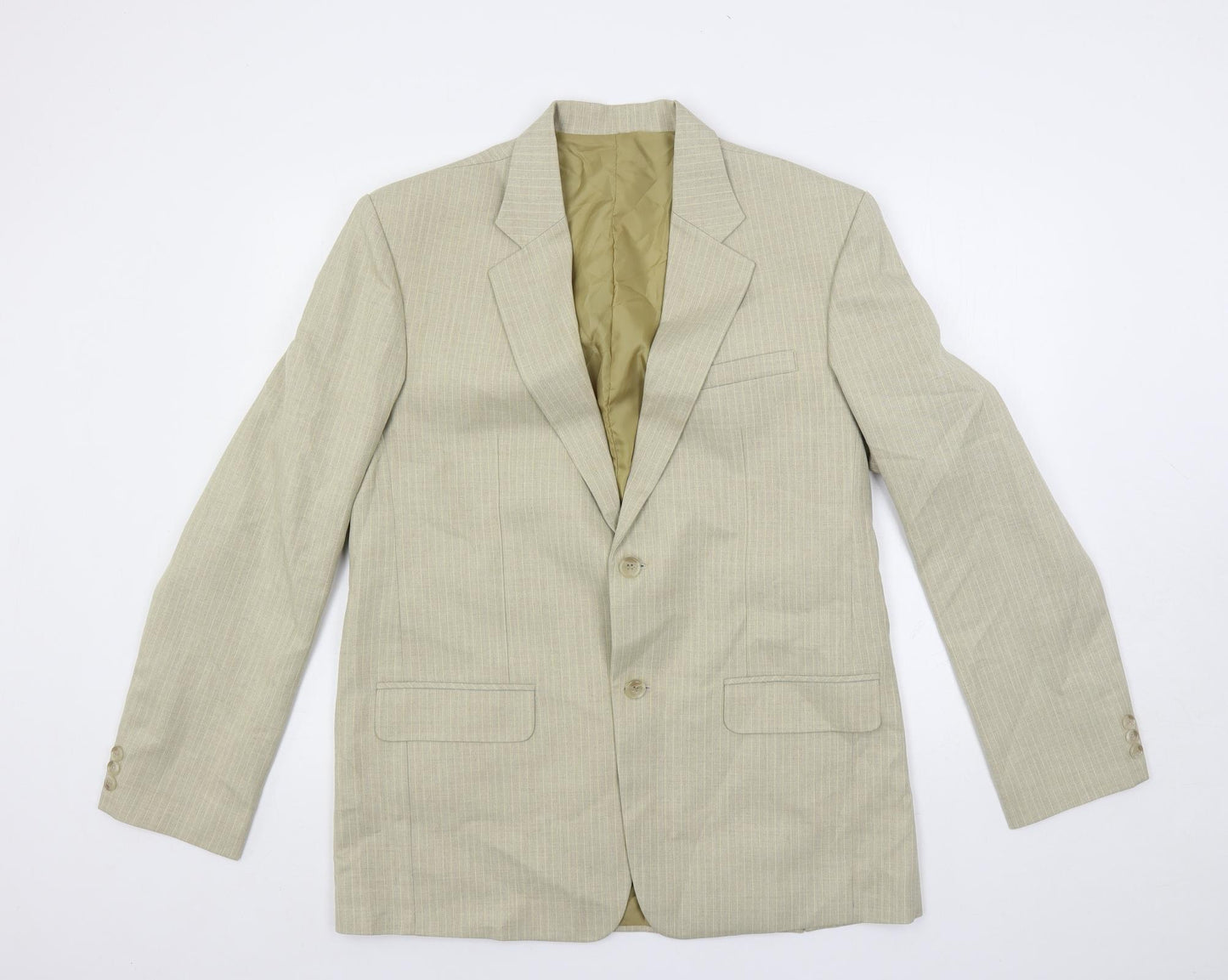 Gio gio Mens Beige Striped Polyester Jacket Suit Jacket Size 40 Regular