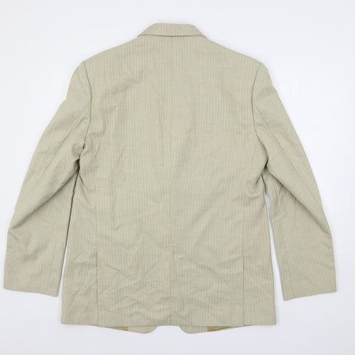 Gio gio Mens Beige Striped Polyester Jacket Suit Jacket Size 40 Regular