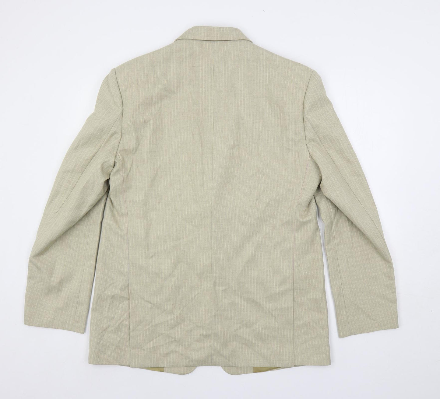 Gio gio Mens Beige Striped Polyester Jacket Suit Jacket Size 40 Regular