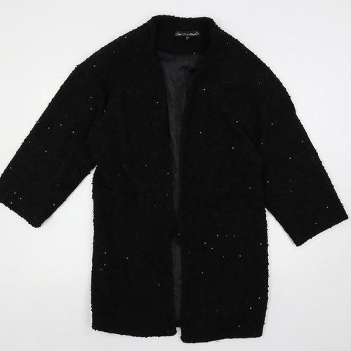 Mela Loves London Womens Black Overcoat Coat Size 12 - Open Sequin