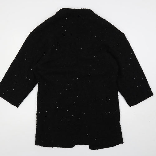 Mela Loves London Womens Black Overcoat Coat Size 12 - Open Sequin