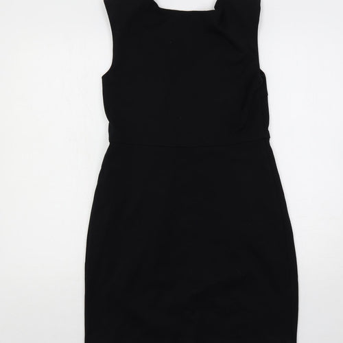 New Look Womens Black Polyester Shift Size 12 Boat Neck Pullover