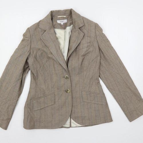 NEXT Womens Beige Striped Jacket Blazer Size 10 Button