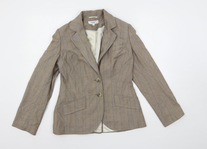 NEXT Womens Beige Striped Jacket Blazer Size 10 Button