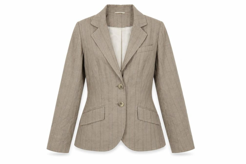 Next Womens Beige Striped Jacket Blazer Size 10 Button